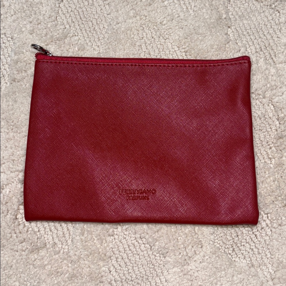 Salvatore Ferragamo Beauty Burgundy Textured Cosmetics Bag